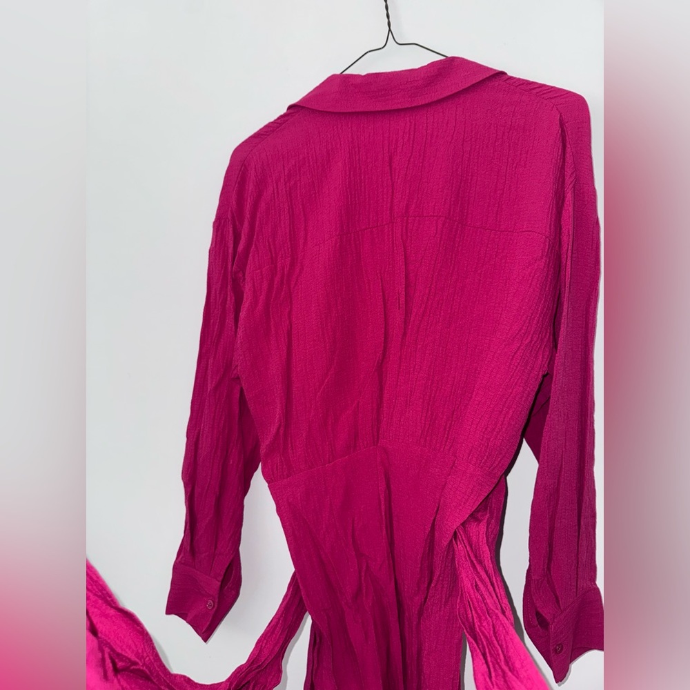 Zara Women's Fuchsia Button-Down Shirt/Tunic/Blouse - Picture 6 of 6